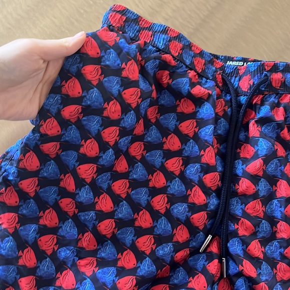 Jared Lang Red and Blue Swim Trunks - Picture 2 of 4